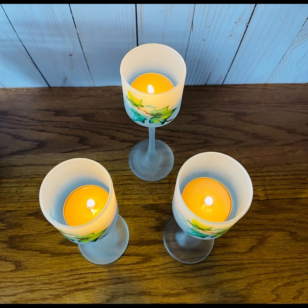 Set of 3 Candle Holders, Ivy Design! - Picture 3 of 4